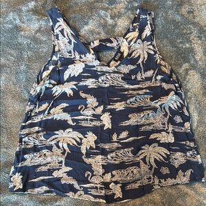 a.n.a Blue Tan Sleeveless Cut Out Tank Top